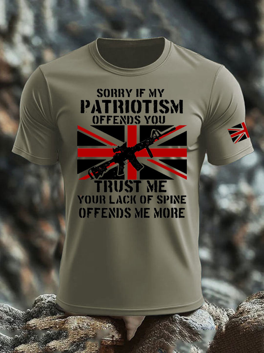 Men's British Veteran imitation cotton short-sleeved T-shirt trupatriotic