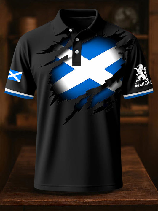 Men's Scotland Flag Proud The Brave Printed Casual Short Sleeve Top trupatriotic