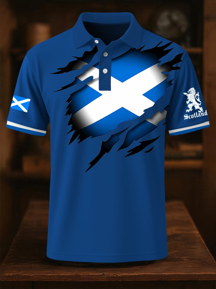 Men's Scotland Flag Proud The Brave Printed Casual Short Sleeve Top trupatriotic