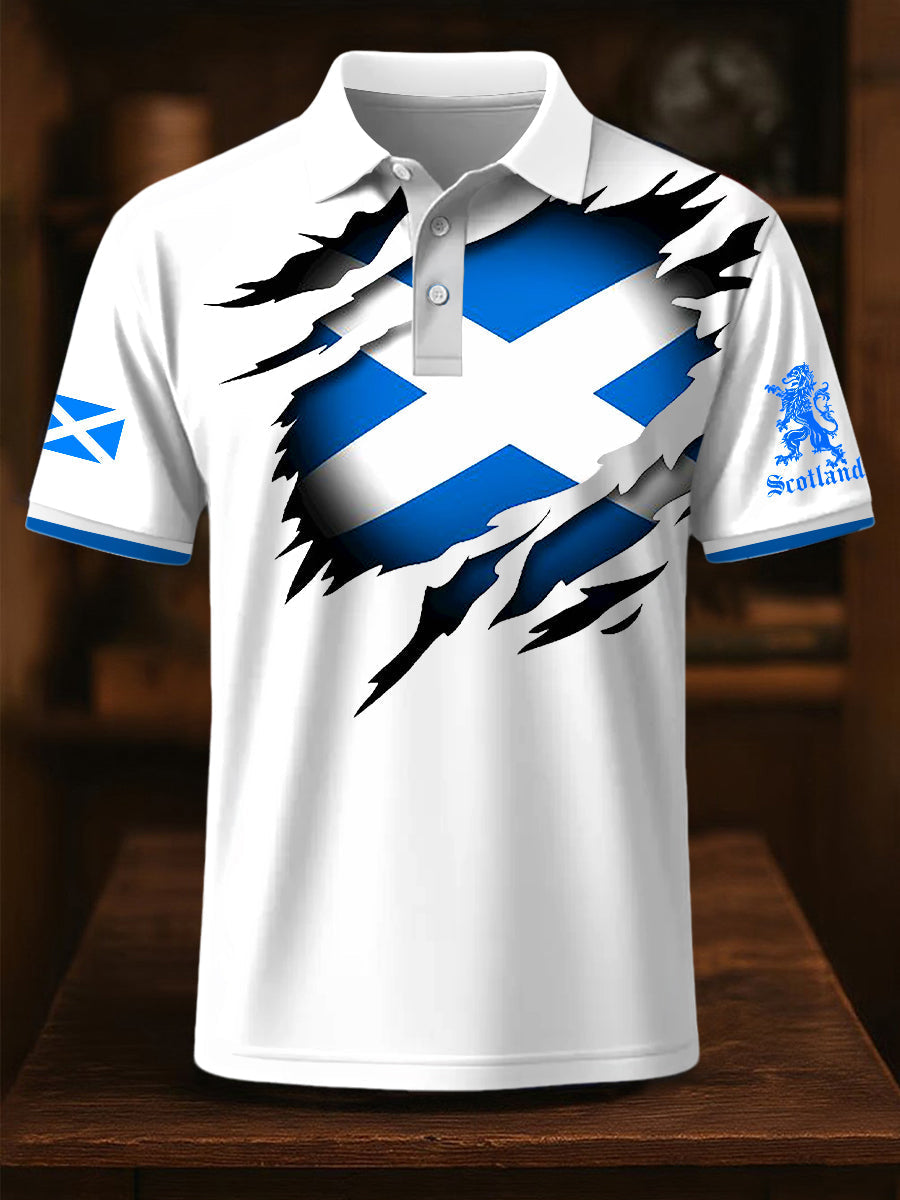 Men's Scotland Flag Proud The Brave Printed Casual Short Sleeve Top trupatriotic
