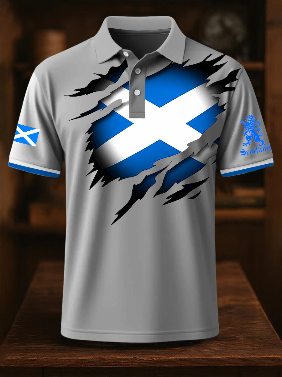 Men's Scotland Flag Proud The Brave Printed Casual Short Sleeve Top trupatriotic