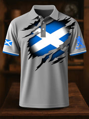 Men's Scotland Flag Proud The Brave Printed Casual Short Sleeve Top trupatriotic