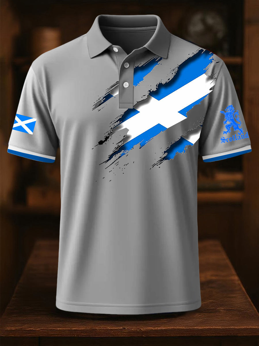 Men's Scotland Flag Proud The Brave Printed Casual Short Sleeve Top trupatriotic