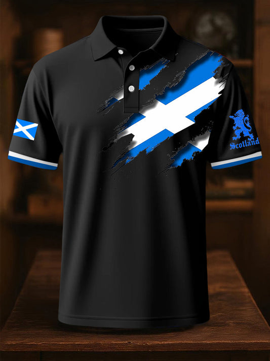 Men's Scotland Flag Proud The Brave Printed Casual Short Sleeve Top trupatriotic