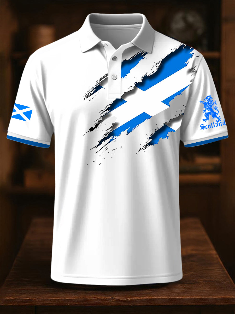 Men's Scotland Flag Proud The Brave Printed Casual Short Sleeve Top trupatriotic