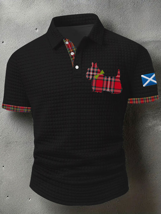 Men's Scottish Flag Scottish Terrier Short Sleeve Top trupatriotic