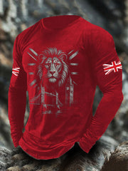 Men's UK Flag Lion Printed Casual Tops trupatriotic