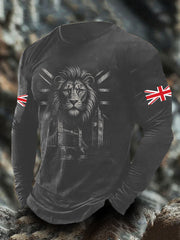 Men's UK Flag Lion Printed Casual Tops trupatriotic