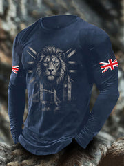 Men's UK Flag Lion Printed Casual Tops trupatriotic