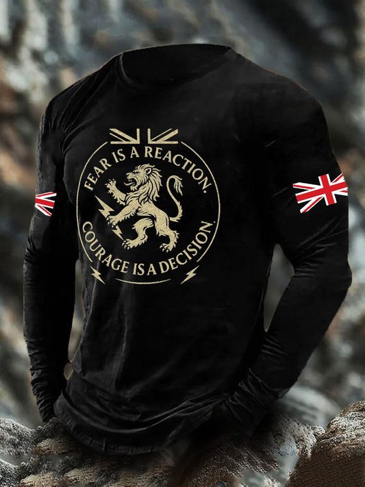 Men's UK Flag Lion Printed Casual Tops trupatriotic