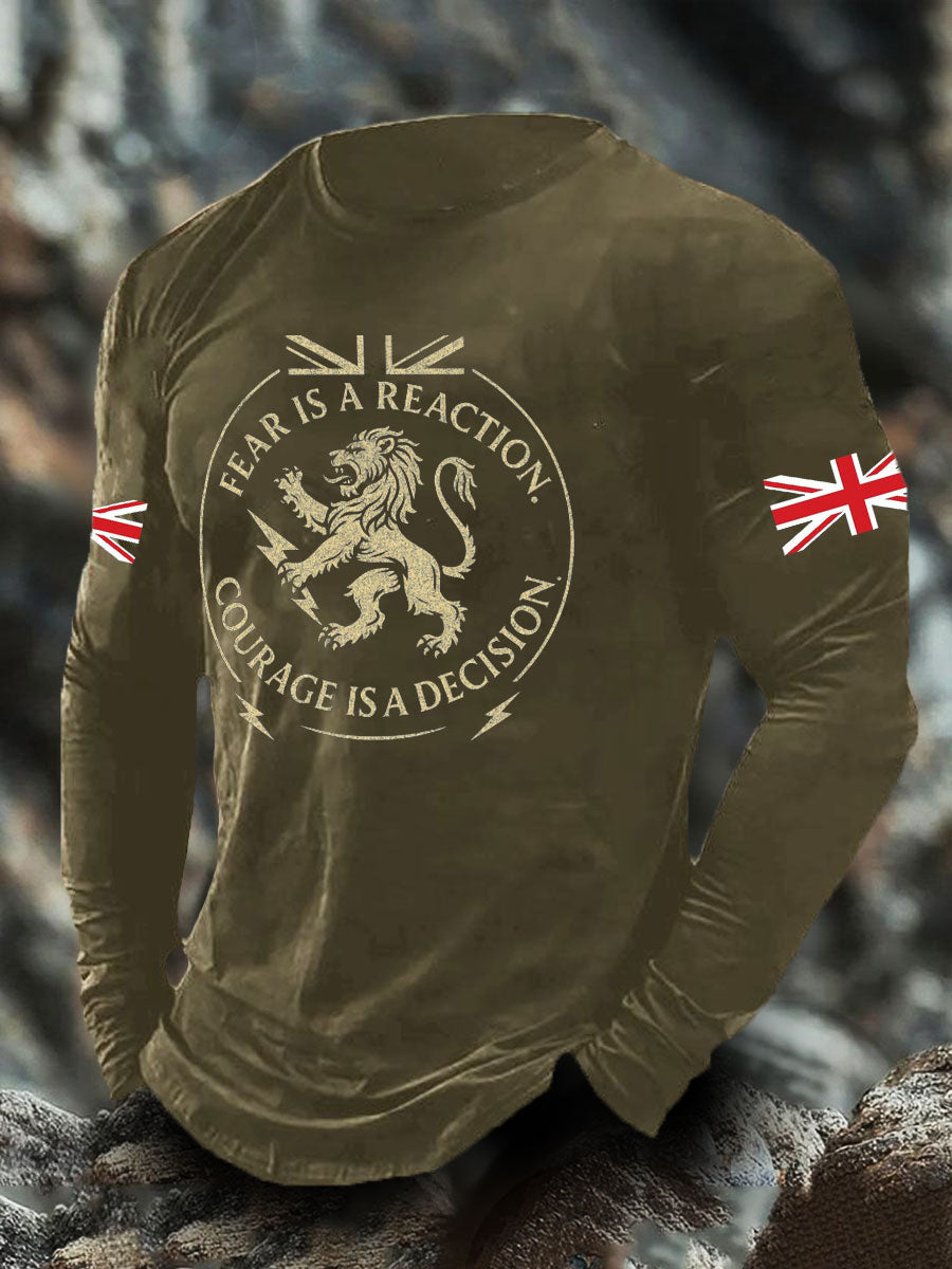 Men's UK Flag Lion Printed Casual Tops trupatriotic