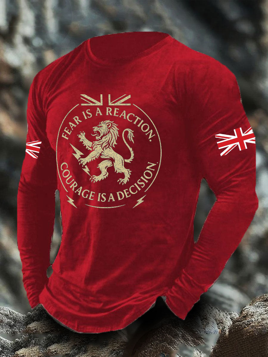 Men's UK Flag Lion Printed Casual Tops trupatriotic