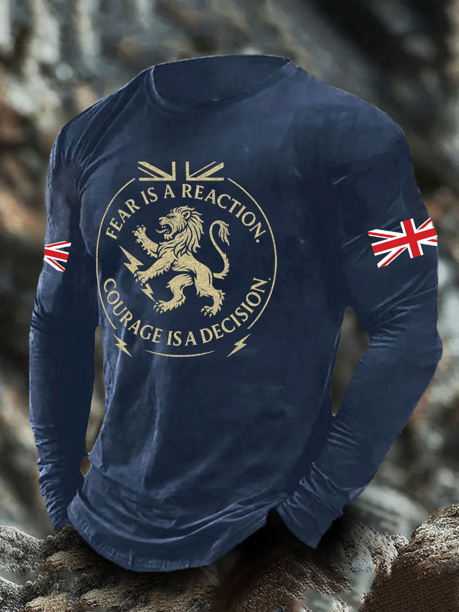 Men's UK Flag Lion Printed Casual Tops trupatriotic