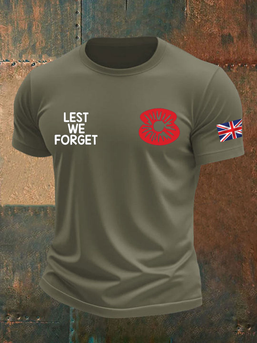 Men's British Veteran Printed imitation cotton short-sleeved T-shirt trupatriotic