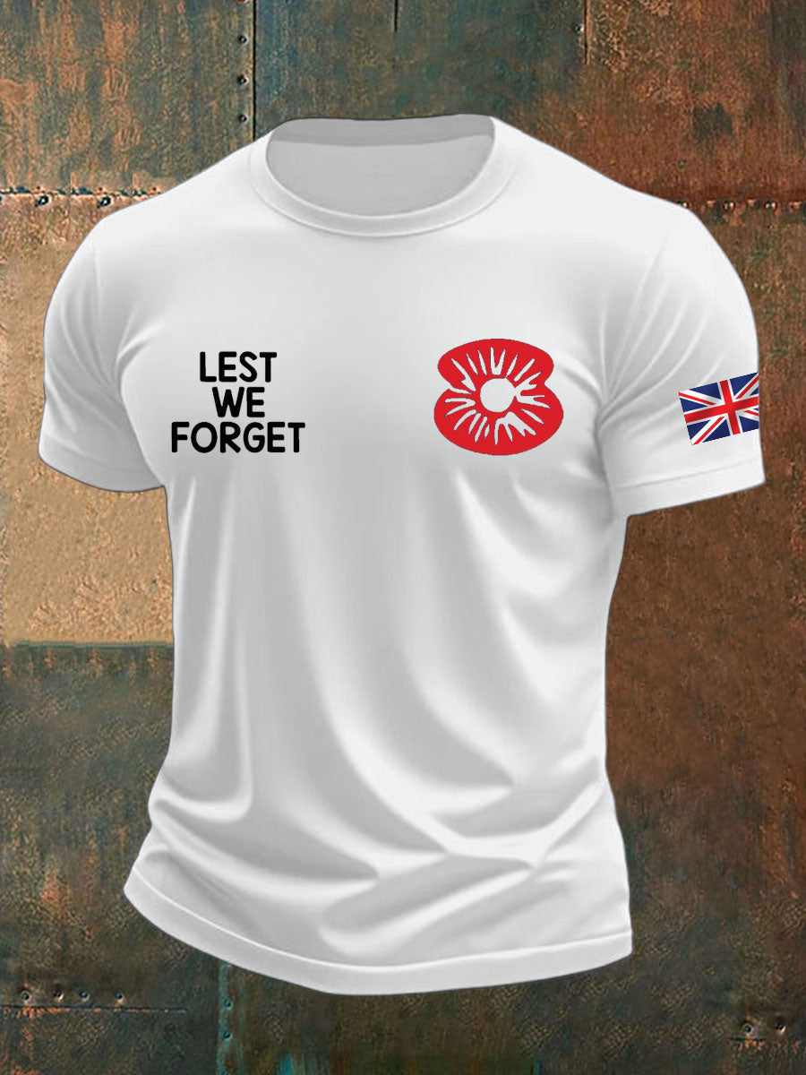 Men's British Veteran Printed imitation cotton short-sleeved T-shirt trupatriotic