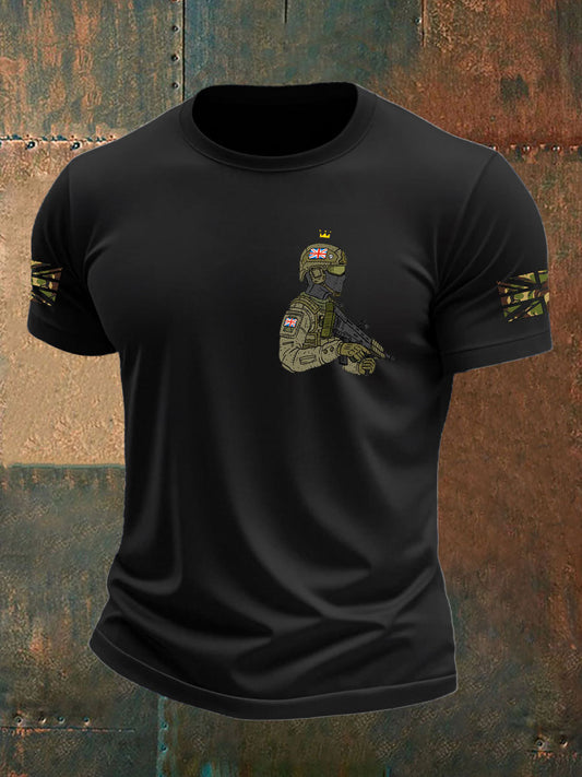 Men's British Veteran imitation cotton short-sleeved T-shirt trupatriotic