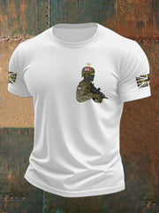 Men's British Veteran imitation cotton short-sleeved T-shirt trupatriotic