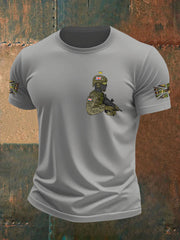 Men's British Veteran imitation cotton short-sleeved T-shirt trupatriotic