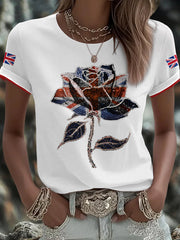 Women's UK Flag Art Printed T-shirt trupatriotic