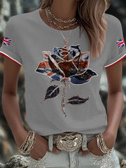Women's UK Flag Art Printed T-shirt trupatriotic
