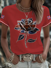 Women's UK Flag Art Printed T-shirt trupatriotic