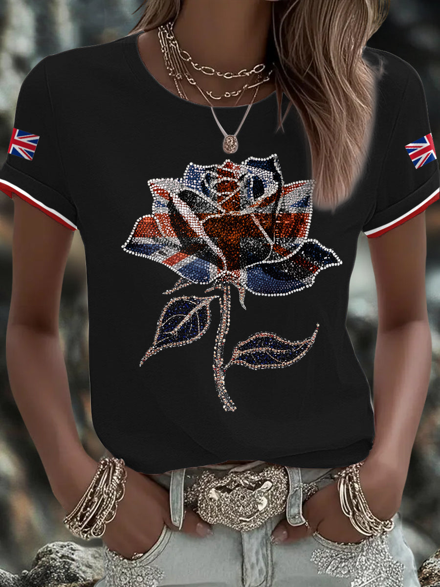 Women's UK Flag Art Printed T-shirt trupatriotic