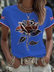 Women's UK Flag Art Printed T-shirt trupatriotic
