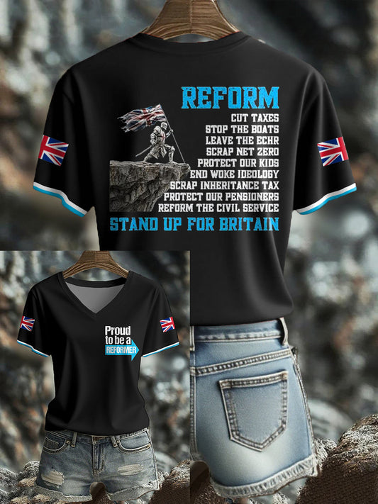Women's UK Flag Reform Printed T-shirt trupatriotic