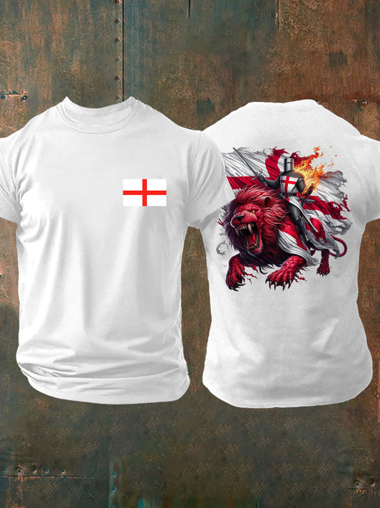 Men's English Crusaders Printed imitation cotton short-sleeved T-shirt trupatriotic