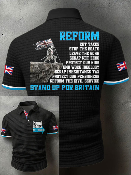 Men's UK Flag Reform Printed Casual Tops trupatriotic