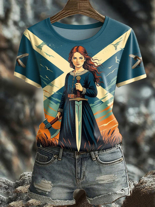 Women's Girl's Power Scotland Printed T-shirt trupatriotic