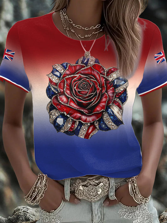 Women's UK Flag Art Printed T-shirt trupatriotic