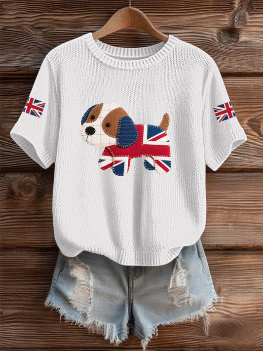 Women's UK Flag Cozy Knit Sweater trupatriotic