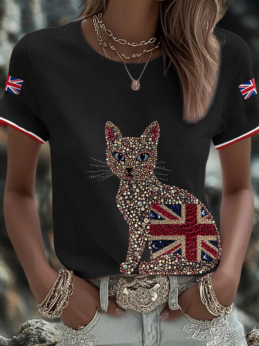 Women's UK Flag Art Printed T-shirt trupatriotic