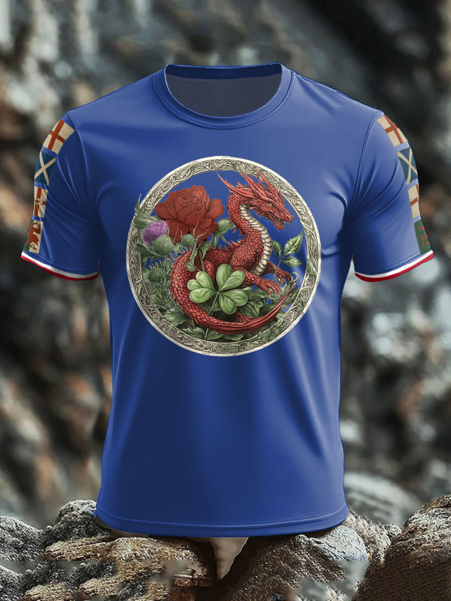 Men's UK Scotland England Northern Ireland Wales Flag Art Printed T-shirt trupatriotic