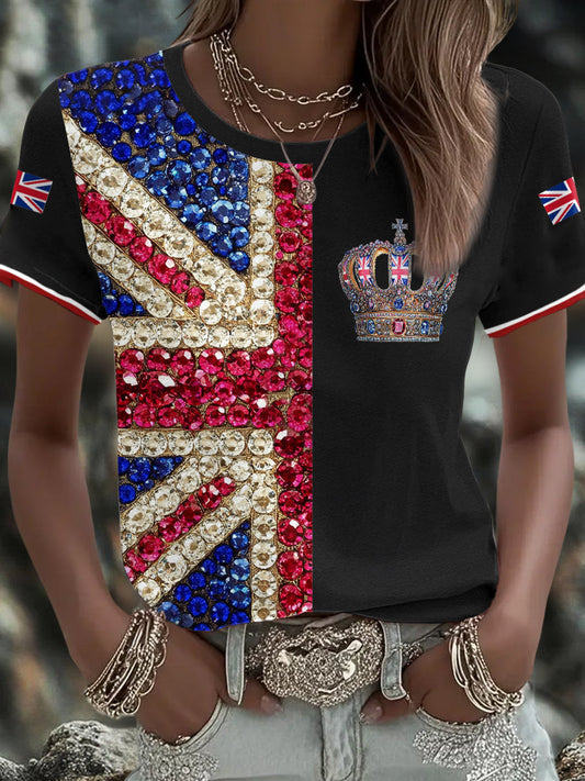 Women's UK Flag Art Printed T-shirt trupatriotic