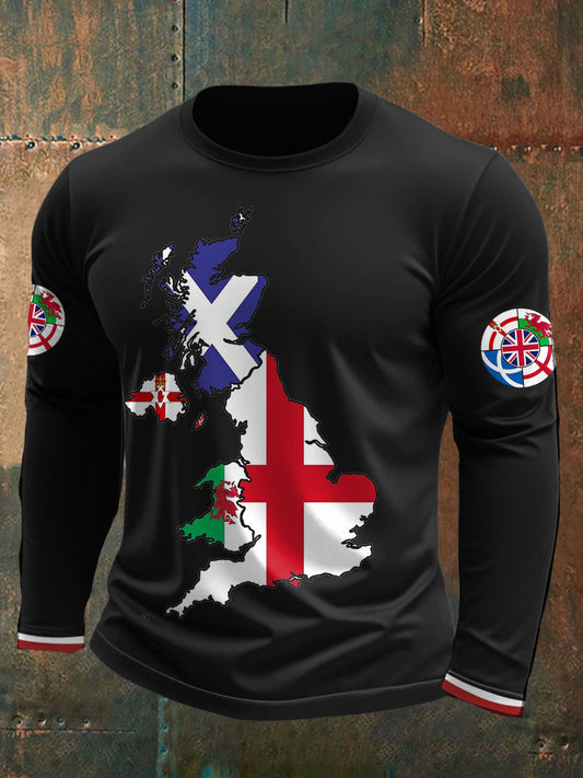 Men's UK Scotland England Northern Ireland Wales Flag Art Printed T-shirt trupatriotic