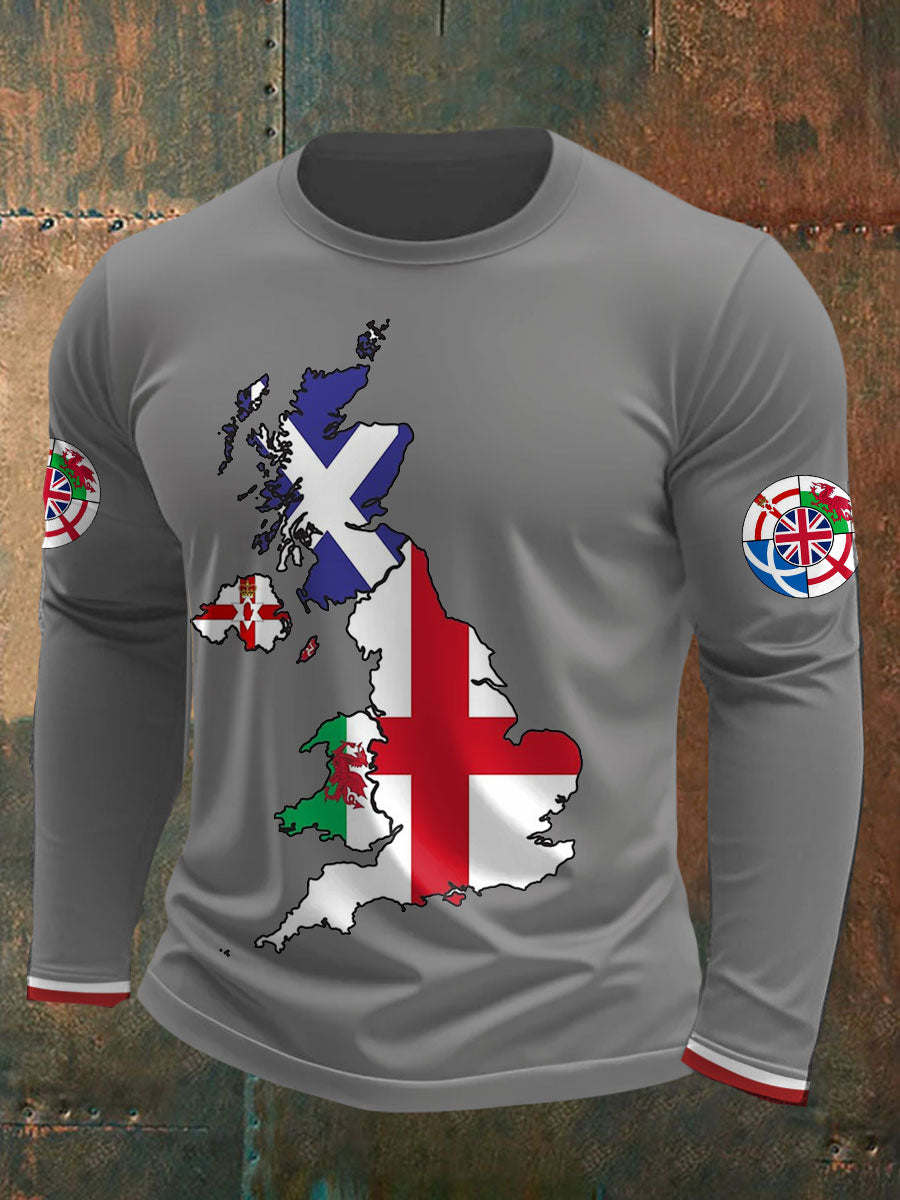 Men's UK Scotland England Northern Ireland Wales Flag Art Printed T-shirt trupatriotic
