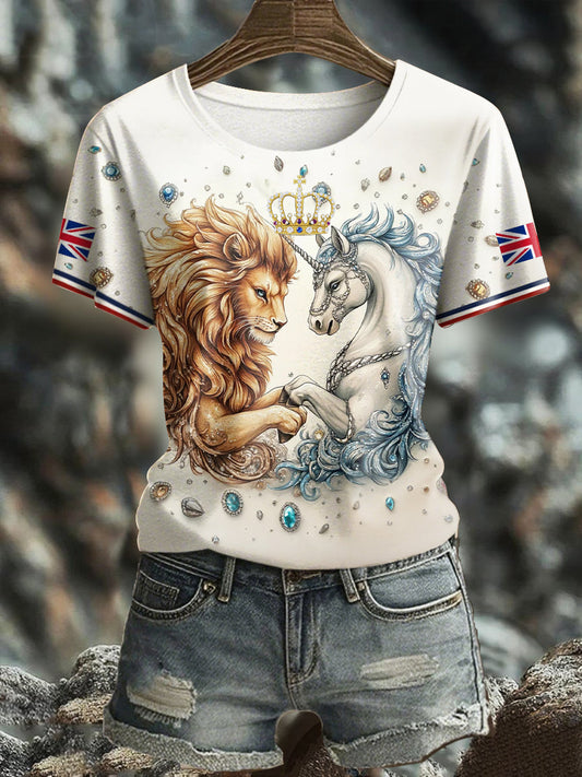 Women's UK Flag Art Printed T-shirt trupatriotic