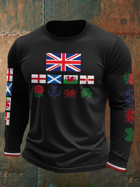 Men's UK Scotland England Northern Ireland Wales Flag Art Printed T-shirt trupatriotic