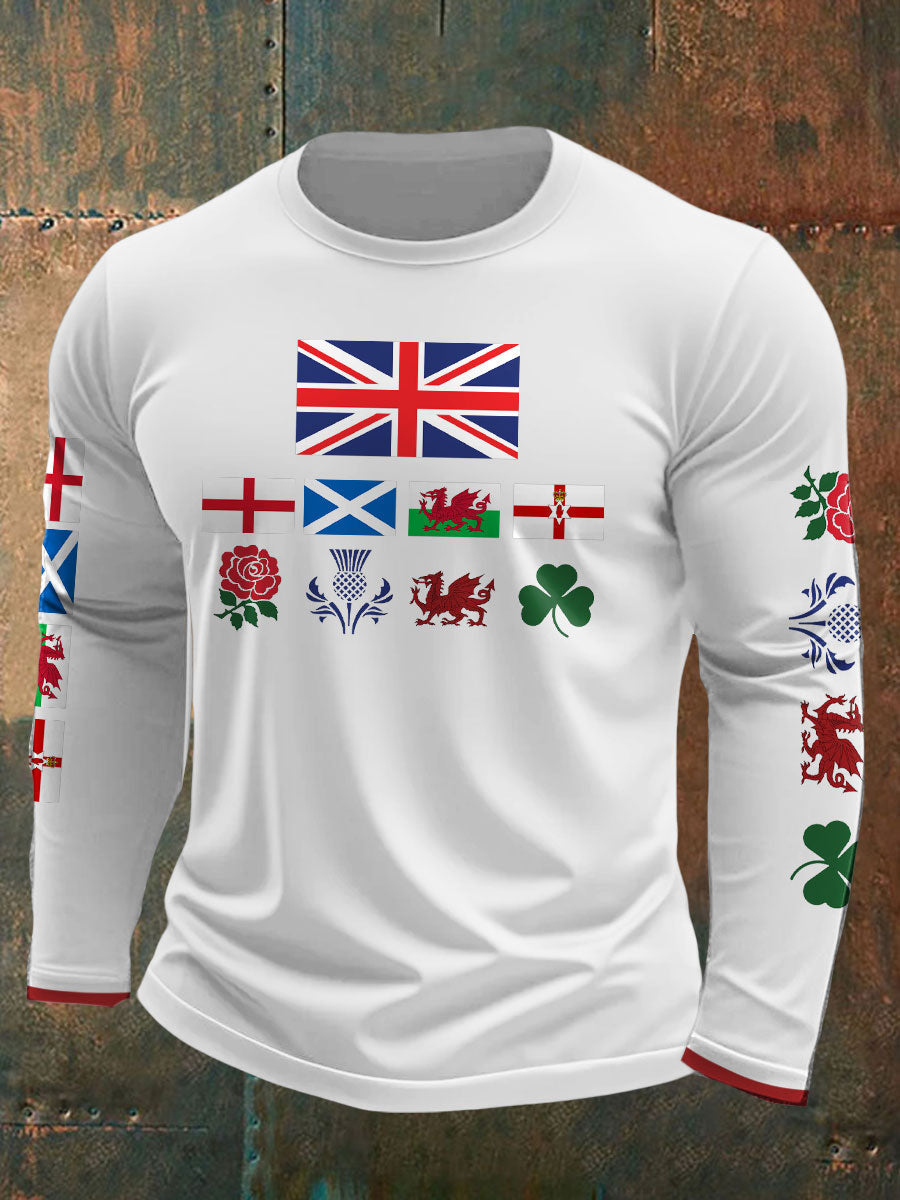 Men's UK Scotland England Northern Ireland Wales Flag Art Printed T-shirt trupatriotic