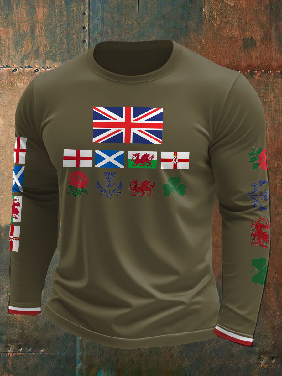 Men's UK Scotland England Northern Ireland Wales Flag Art Printed T-shirt trupatriotic