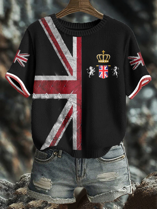 Women's UK Flag Art Printed Tops trupatriotic