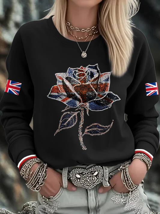 Women's UK Flag Art Printed Sweatshirt trupatriotic