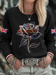 Women's UK Flag Art Printed Sweatshirt trupatriotic