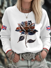Women's UK Flag Art Printed Sweatshirt trupatriotic