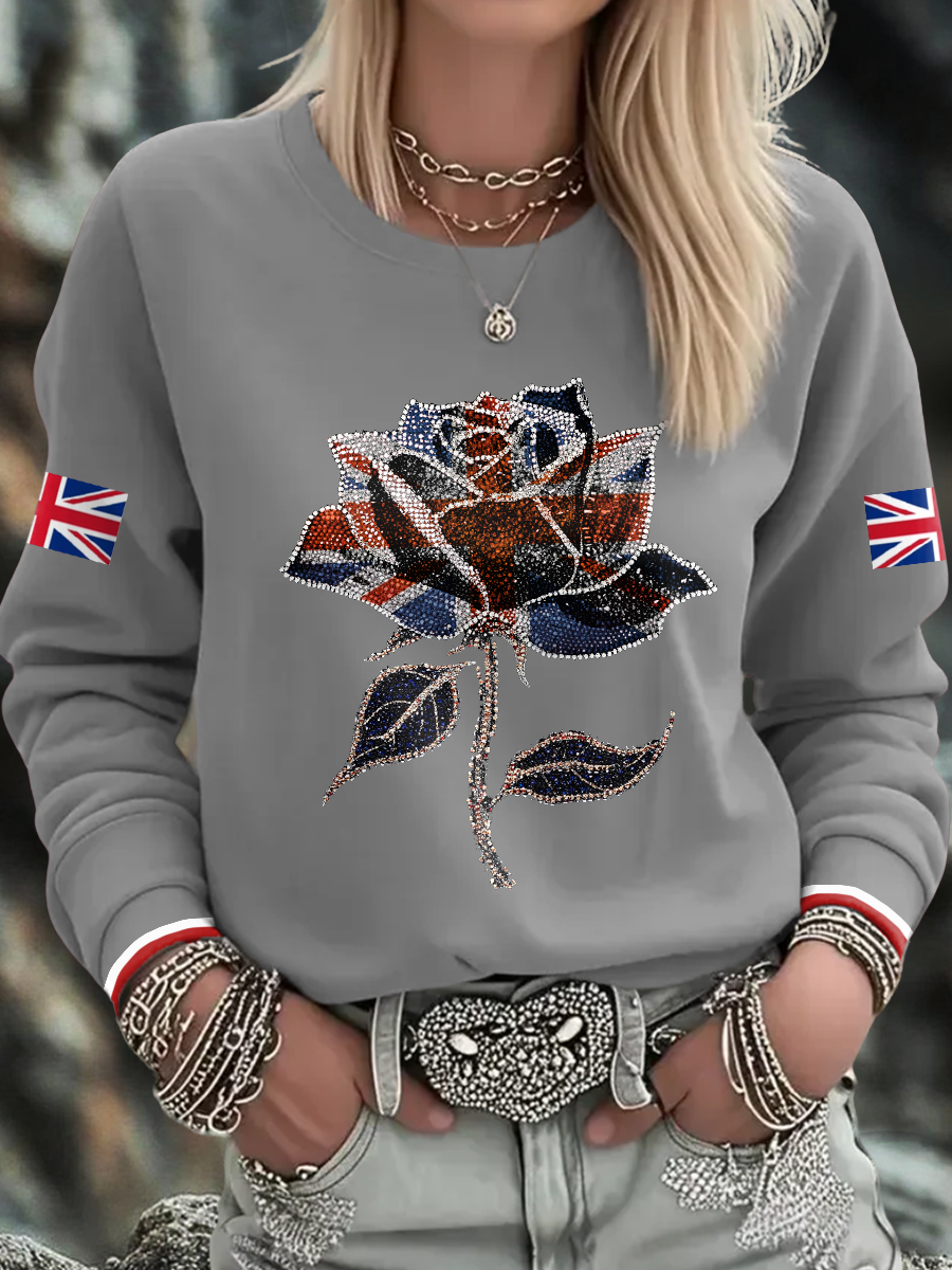 Women's UK Flag Art Printed Sweatshirt trupatriotic