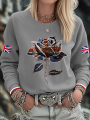 Women's UK Flag Art Printed Sweatshirt trupatriotic