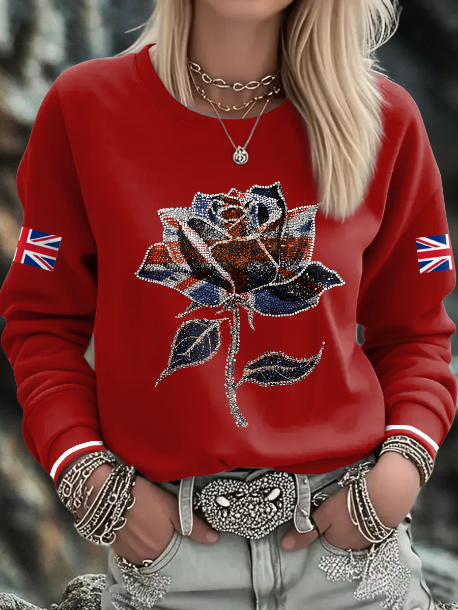 Women's UK Flag Art Printed Sweatshirt trupatriotic
