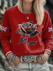 Women's UK Flag Art Printed Sweatshirt trupatriotic